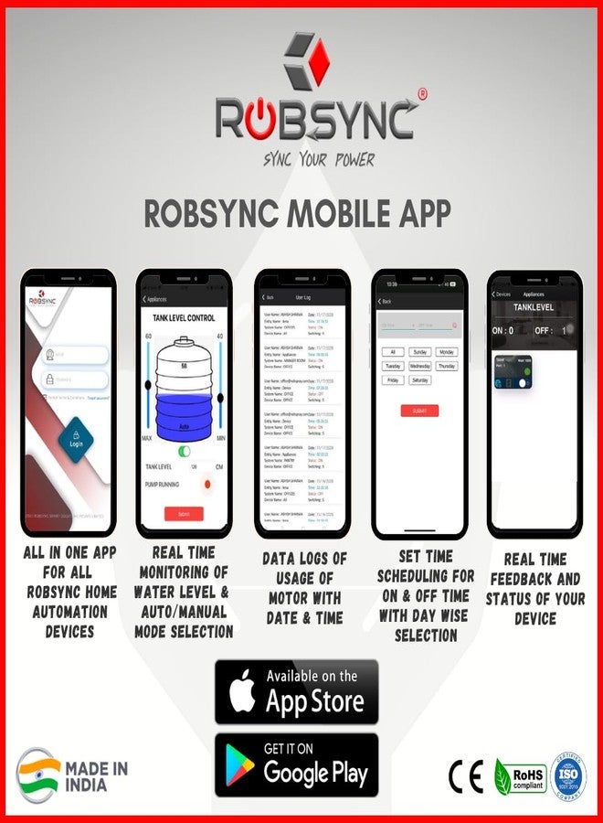 Robsync WIRED Automatic Water Tank Level Controller, (Wifi/Mobile App Based Operate from anywhere,anytime) For Upto 1.5 HP Motor/Single Phase - Image 4